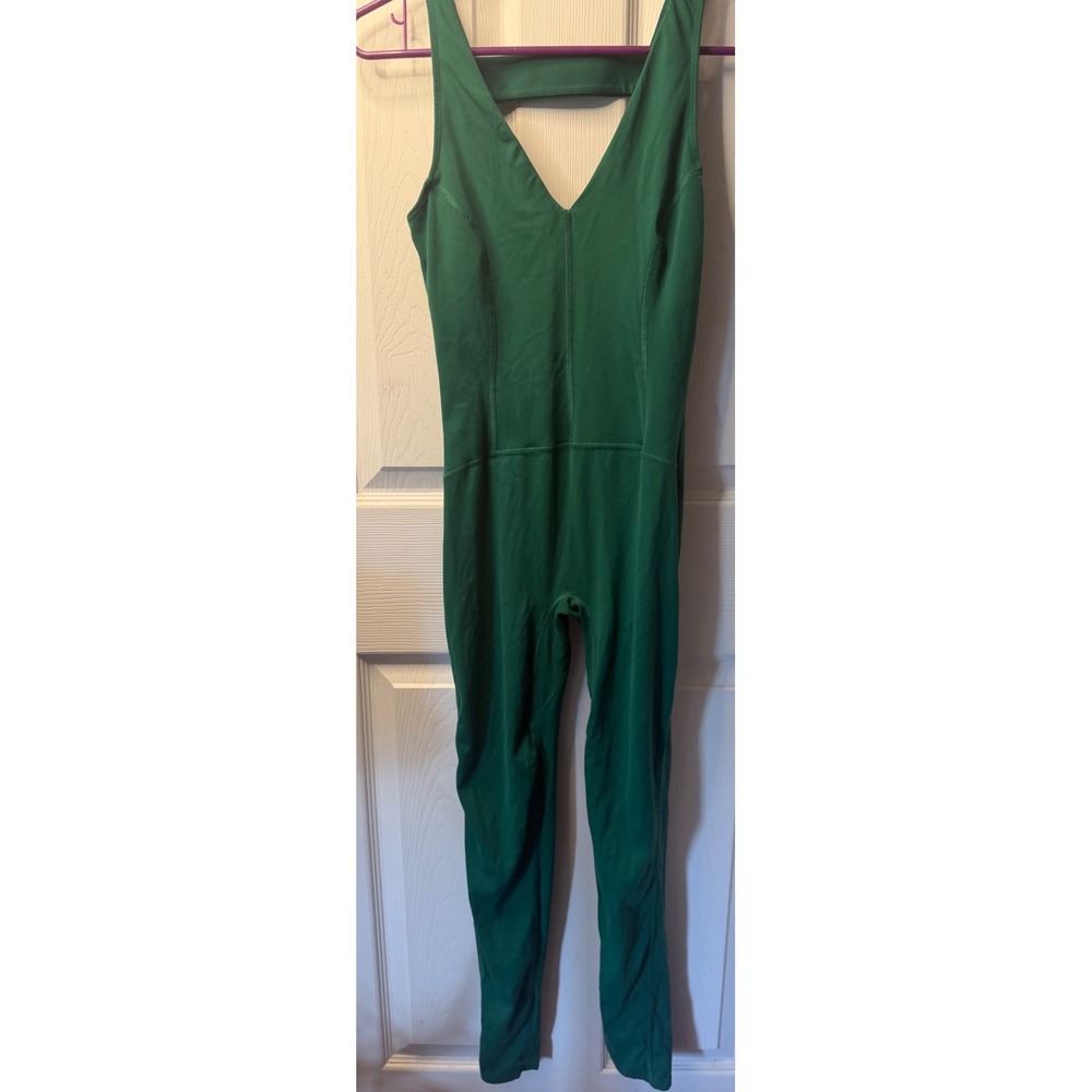 FP Movement Free People Good Karma Onesie Green Athletic Jumpsuit XS Cutout Back